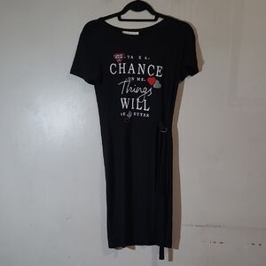 Elegant Black Graphic Midi Dress